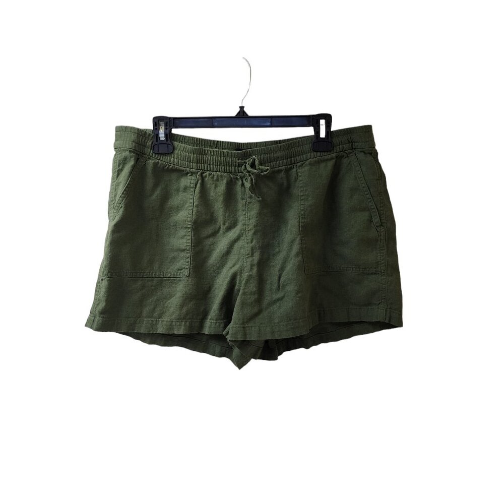 J Crew Green Linen Viscose Casual Beach Pull On Shorts Size Large